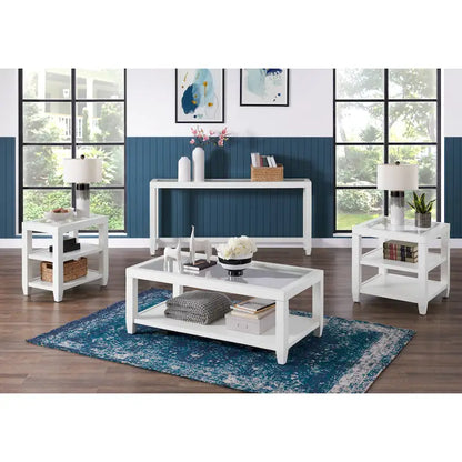 Cordero Wood and Glass Top 16-Inch Wide Chairside End Table with Shelf Storage