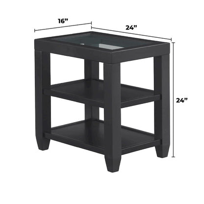 Cordero Wood and Glass Top 16-Inch Wide Chairside End Table with Shelf Storage