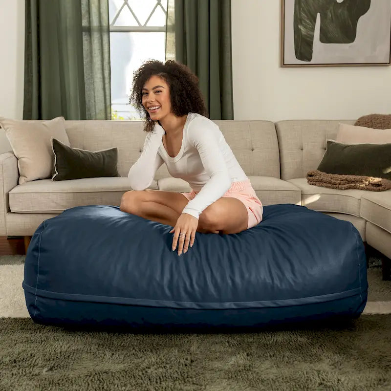 Atrium Collection Lino Ottoman - Oversized Large Couch Ottoman & Lounger - Faux Leather