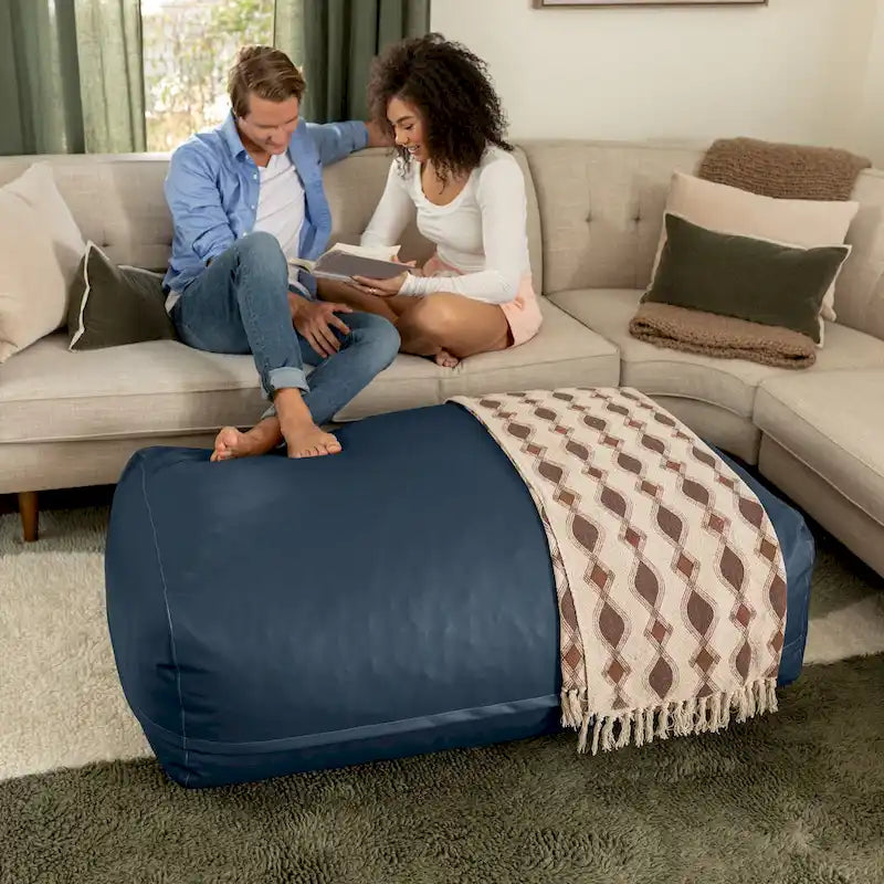 Atrium Collection Lino Ottoman - Oversized Large Couch Ottoman & Lounger - Faux Leather
