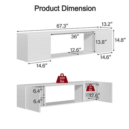 67 Wall Mount Floating TV Stand up to 80 in