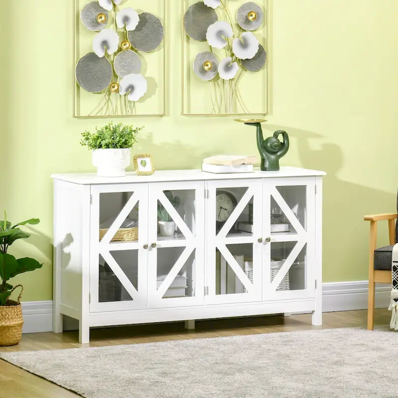 HOMCOM Kitchen Sideboard, Buffet Cabinet with Adjustable Storage Shelf