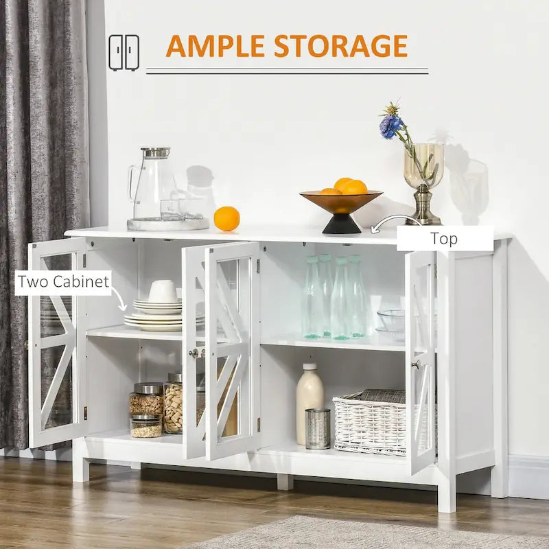 HOMCOM Kitchen Sideboard, Buffet Cabinet with Adjustable Storage Shelf