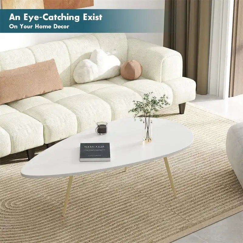 Coffee Tables for Small Space Unique Simple Oval - 22.2D x 42.5W x 17.1H
