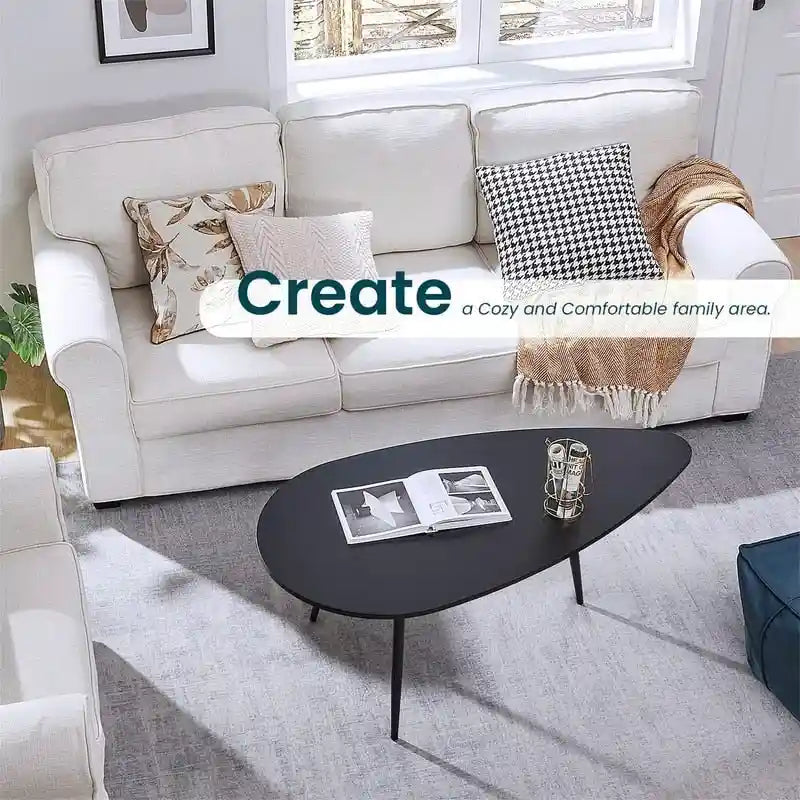 Coffee Tables for Small Space Unique Simple Oval - 22.2D x 42.5W x 17.1H