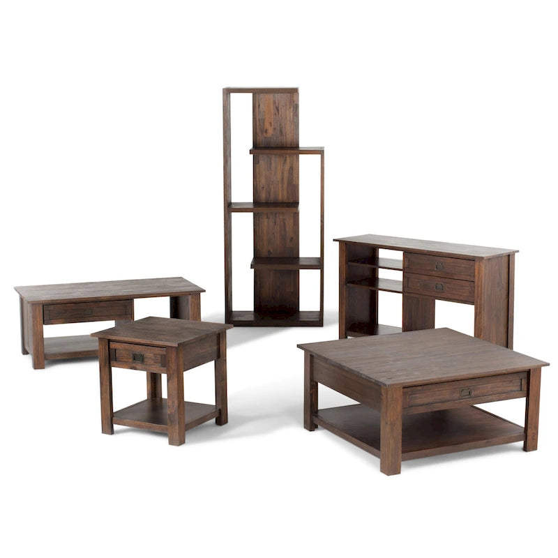 WYNDENHALL Garret SOLID ACACIA WOOD 22 inch Wide Square Rustic End Side Table - 22W x 22 D x 22 H