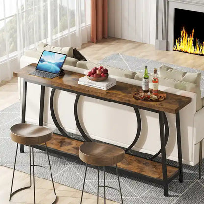 70.9 Inch Console Table with Storage Extra Long Narrow Sofa Couch Console Table