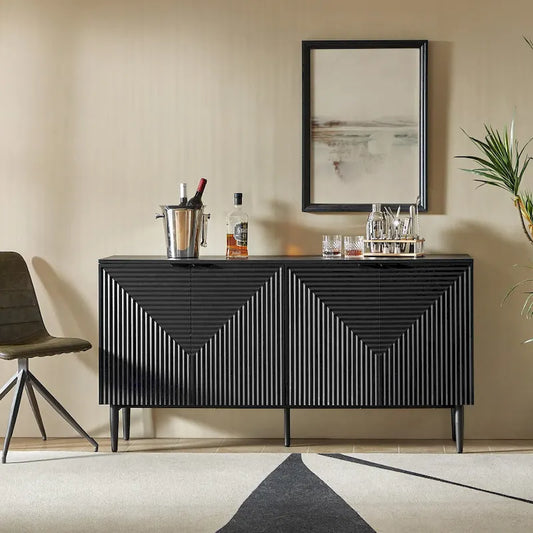 Burkart Modern 63Wide 4-Door Sideboard with Wine Rack and Metal Leg by HULALA HOME