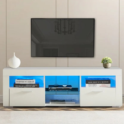 Modern LED TV Stand Media Console with LED lights, High Glossy - 51L*14W*16Hinch