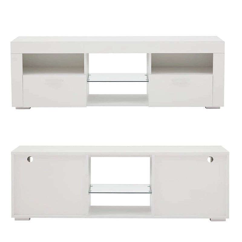 Modern LED TV Stand Media Console with LED lights, High Glossy - 51L*14W*16Hinch
