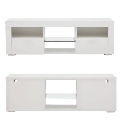 Modern LED TV Stand Media Console with LED lights, High Glossy - 51L*14W*16Hinch