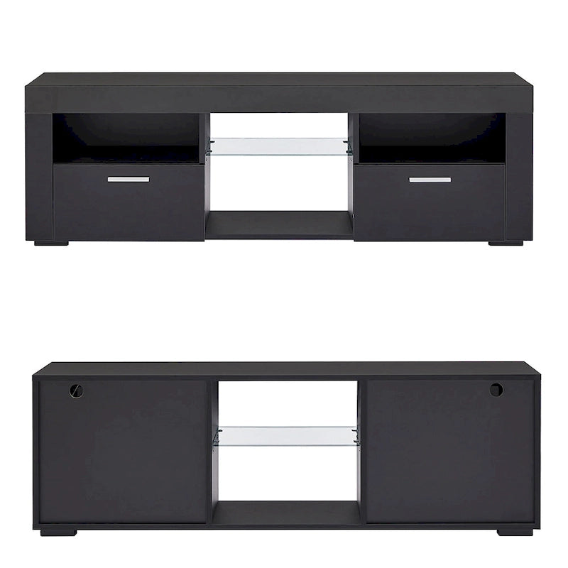 Modern LED TV Stand Media Console with LED lights, High Glossy - 51L*14W*16Hinch