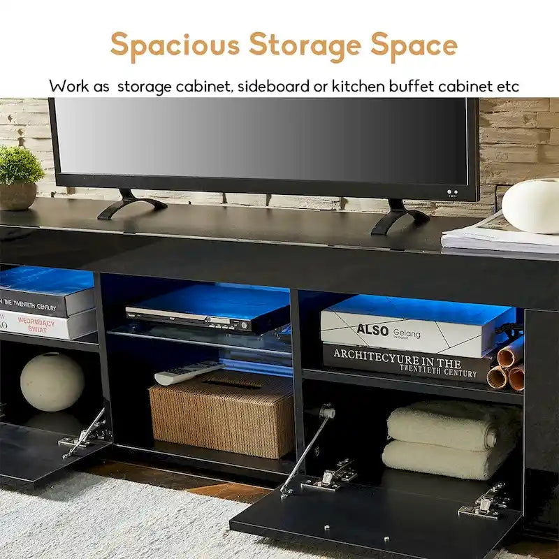 Modern LED TV Stand Media Console with LED lights, High Glossy - 51L*14W*16Hinch