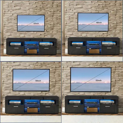Modern LED TV Stand Media Console with LED lights, High Glossy - 51L*14W*16Hinch