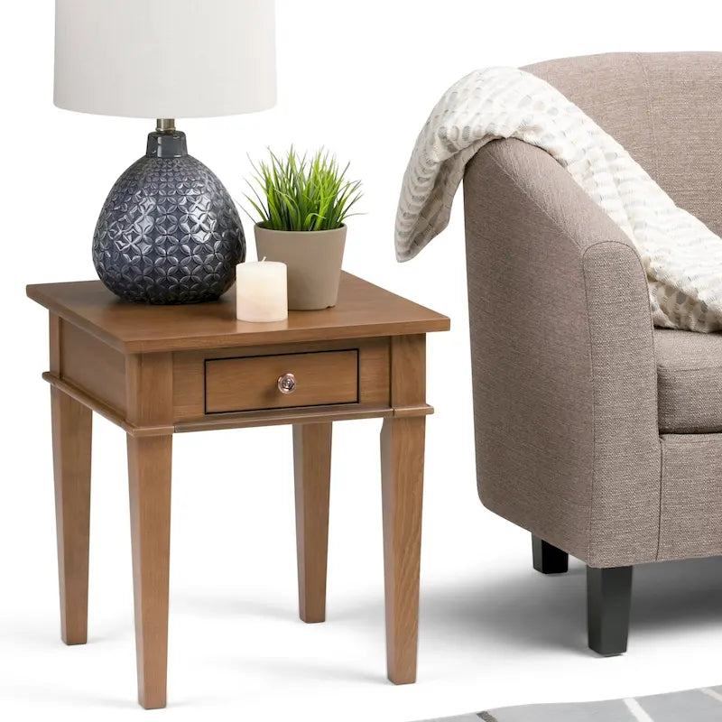 WYNDENHALL Sterling SOLID WOOD 18 inch Wide Square Transitional End Side Table - 18 W x 18 D x 20 H