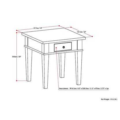 WYNDENHALL Sterling SOLID WOOD 18 inch Wide Square Transitional End Side Table - 18 W x 18 D x 20 H
