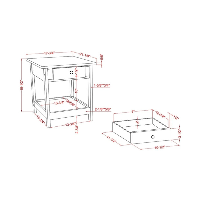 DH BASIC Transitional Rubberwood 4-Piece Open-Shelf Coffee Table Set with Drawer by Denhour