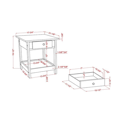 DH BASIC Transitional Rubberwood 4-Piece Open-Shelf Coffee Table Set with Drawer by Denhour
