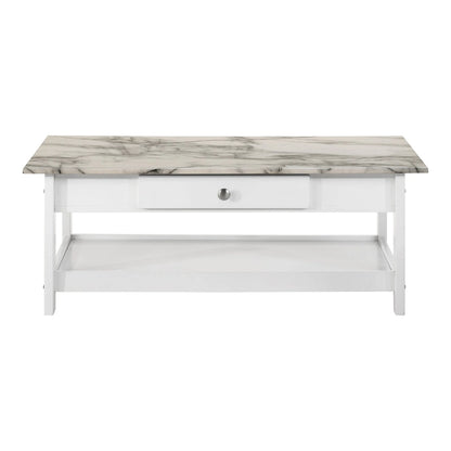 DH BASIC Transitional Rubberwood 4-Piece Open-Shelf Coffee Table Set with Drawer by Denhour