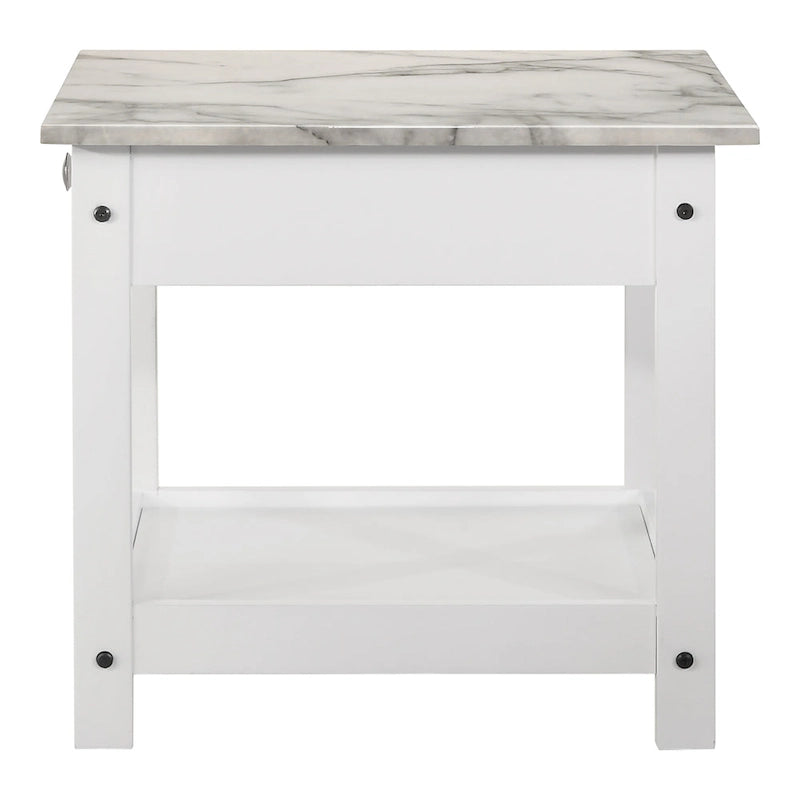 DH BASIC Transitional Rubberwood 4-Piece Open-Shelf Coffee Table Set with Drawer by Denhour