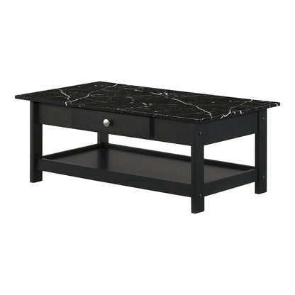 DH BASIC Transitional Rubberwood 4-Piece Open-Shelf Coffee Table Set with Drawer by Denhour