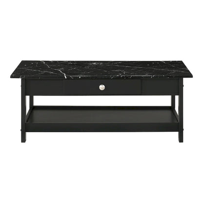 DH BASIC Transitional Rubberwood 4-Piece Open-Shelf Coffee Table Set with Drawer by Denhour
