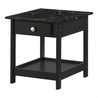 DH BASIC Transitional Rubberwood 4-Piece Open-Shelf Coffee Table Set with Drawer by Denhour