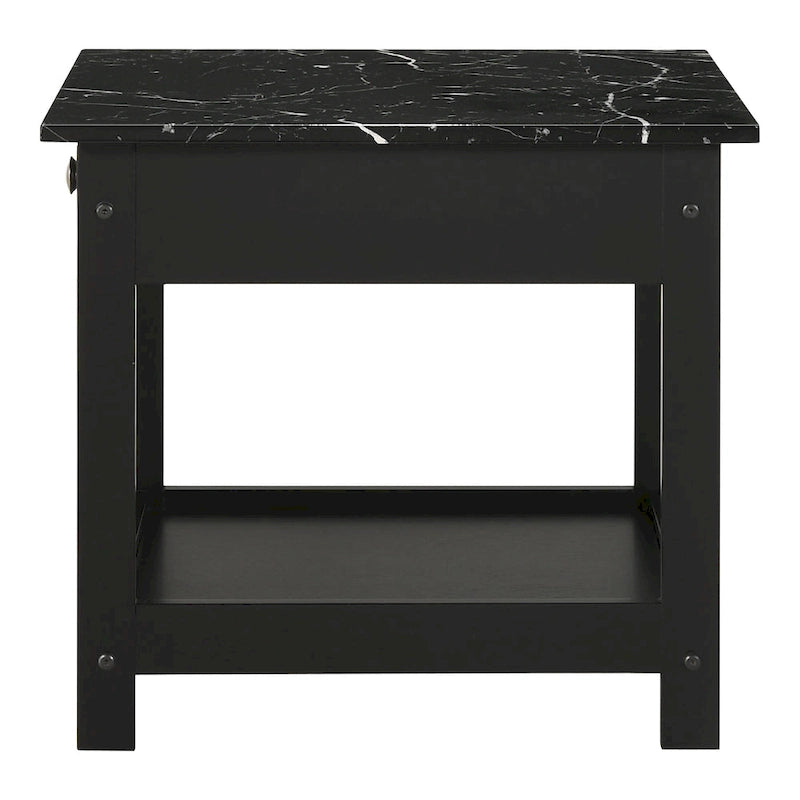DH BASIC Transitional Rubberwood 4-Piece Open-Shelf Coffee Table Set with Drawer by Denhour