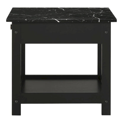 DH BASIC Transitional Rubberwood 4-Piece Open-Shelf Coffee Table Set with Drawer by Denhour