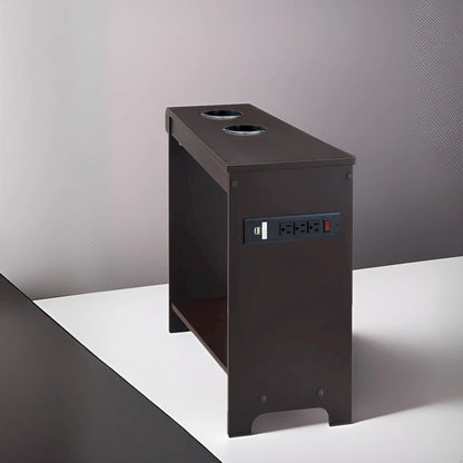 Narrow End Table with Charging Station - Side Table Nightstand with Storage, 2 Power Outlets & 2 USB Ports