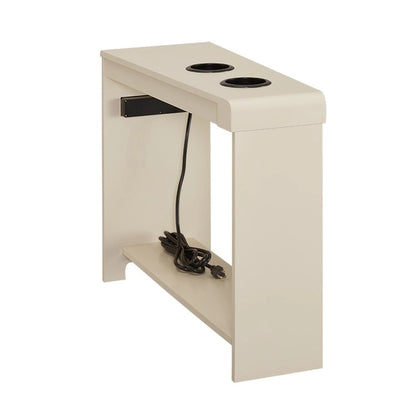 Narrow End Table with Charging Station - Side Table Nightstand with Storage, 2 Power Outlets & 2 USB Ports