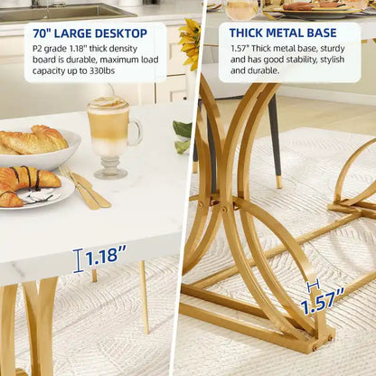 Moasis Farmhouse Rectangular Wood and Metal Dining Table for 6-8 People