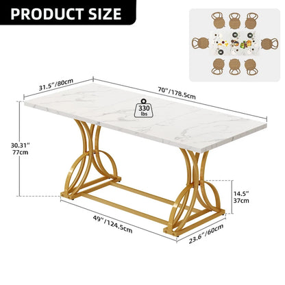 Moasis Farmhouse Rectangular Wood and Metal Dining Table for 6-8 People