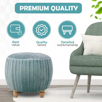 Helena Velvet Small Round Ottoman