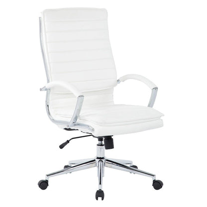High Back Professional Managers Faux Leather Chair with Chrome Base and Removable Sleeves