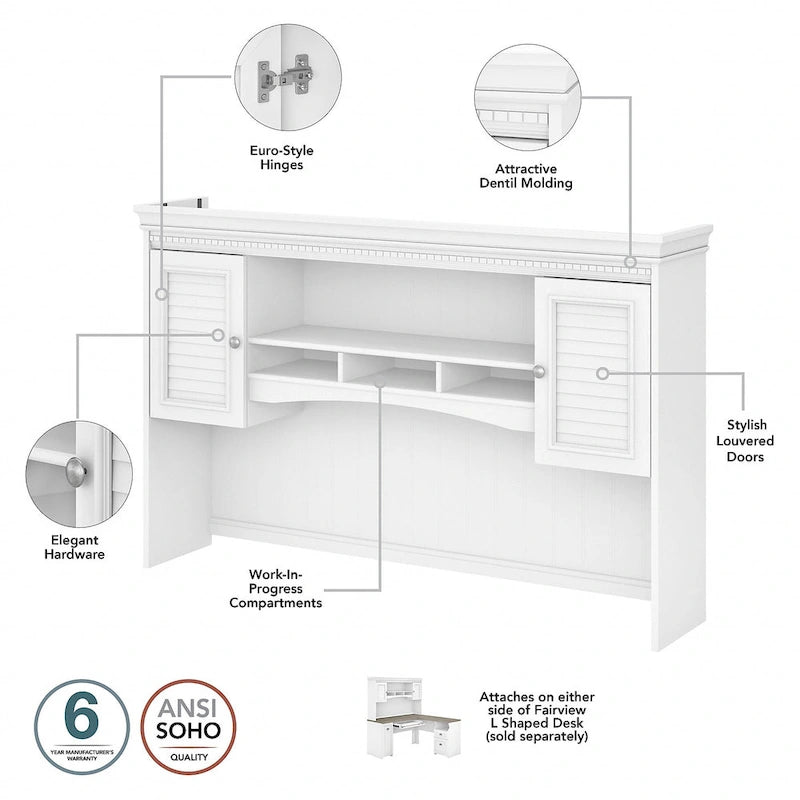 Fairview 60W Hutch for L Shaped Desk by Bush Furniture