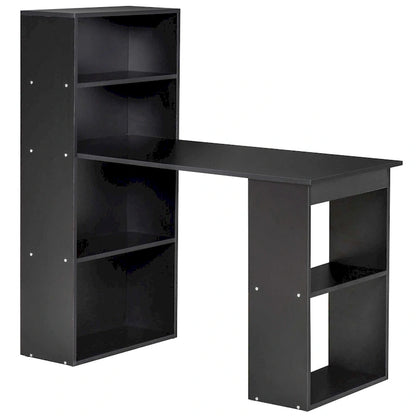 HOMCOM Modern Compact Computer Desk with 6-Tier Storage Shelves Combo, Writing Table Workstation with Bookshelf for Home Office