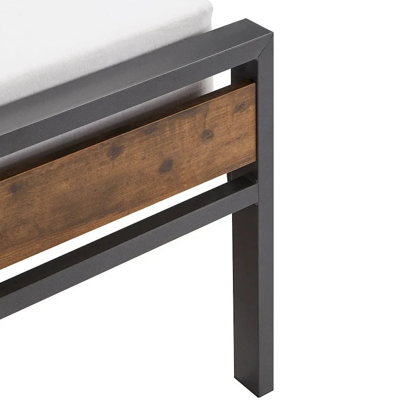 Aabira Low Profile Metal Platform Bed with Wood Finish Panels by iNSPIRE Q Classic