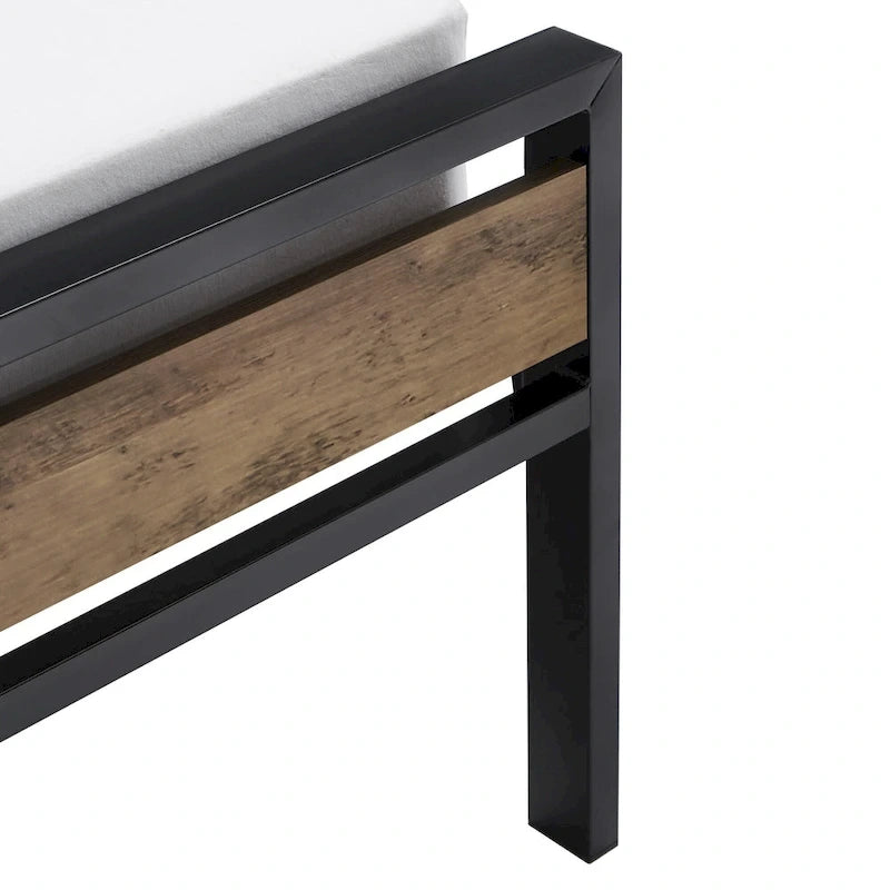 Aabira Low Profile Metal Platform Bed with Wood Finish Panels by iNSPIRE Q Classic