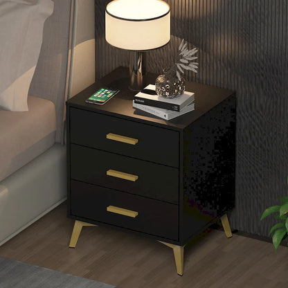 Timechee 23.6 Tall 3 - Drawer Nightstand In White/Black
