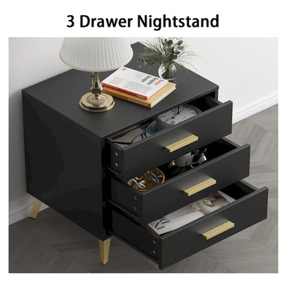 Timechee 23.6 Tall 3 - Drawer Nightstand In White/Black