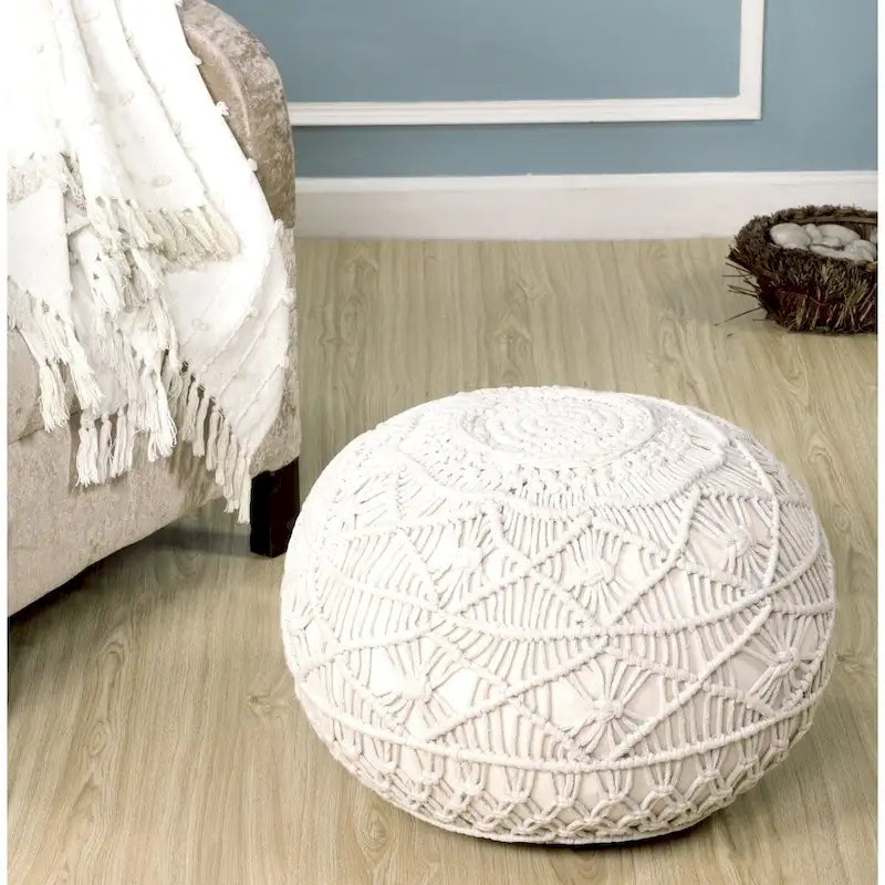 Sevita Mystic Macrame Natural Pouf Ottoman