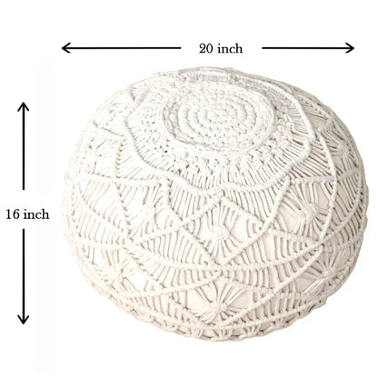 Sevita Mystic Macrame Natural Pouf Ottoman