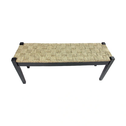 M4H Shambles Solid Wood Natural Seagrass Indoor Bench