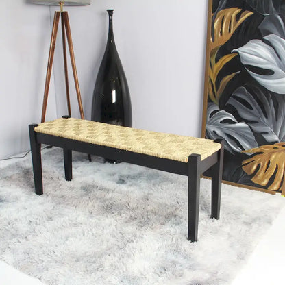 M4H Shambles Solid Wood Natural Seagrass Indoor Bench