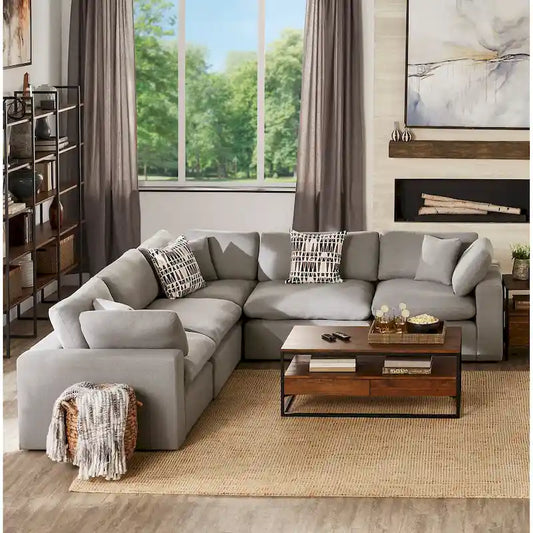 Anka Grey Linen 5-seat Sectional Sofa by iNSPIRE Q Modern