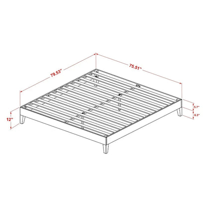East West Furniture King Platform Bed Frame with 4 Solid Wood Legs and 2 Extra Center Legs (Bed Frame Color Options)