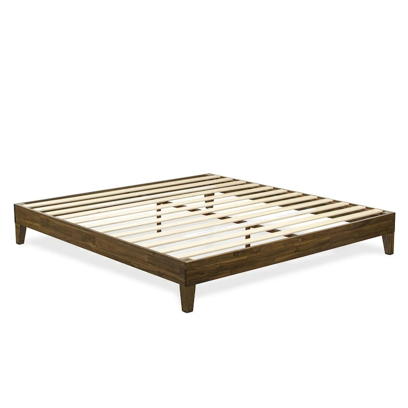 East West Furniture King Platform Bed Frame with 4 Solid Wood Legs and 2 Extra Center Legs (Bed Frame Color Options)