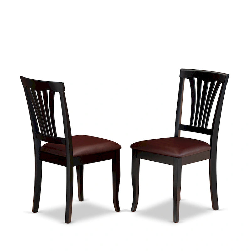 East West Furniture 7 Piece Kitchen Table Set- A Round Dining Room Table and 6 Dining Chairs, Black & Cherry (Seat Options)