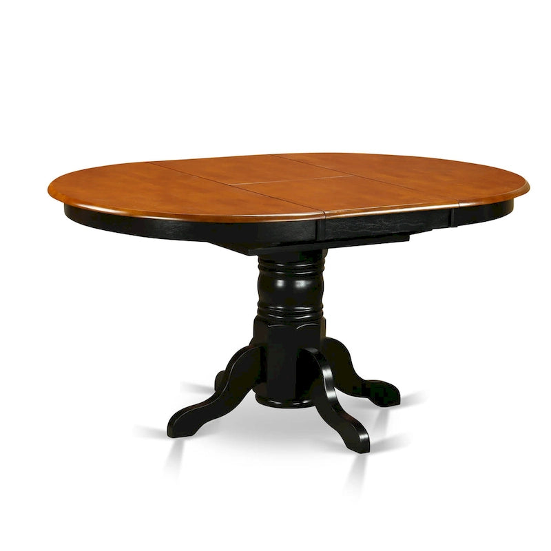 East West Furniture 7 Piece Kitchen Table Set- A Round Dining Room Table and 6 Dining Chairs, Black & Cherry (Seat Options)